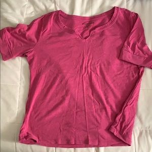 Pink shirt with cuffed sleeve